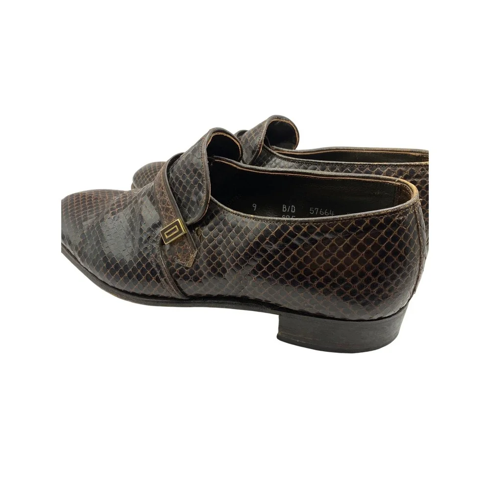 Nettleton Traditionals Brown Snakeskin Loafers Mens 9 Vintage Dress‎ Shoes